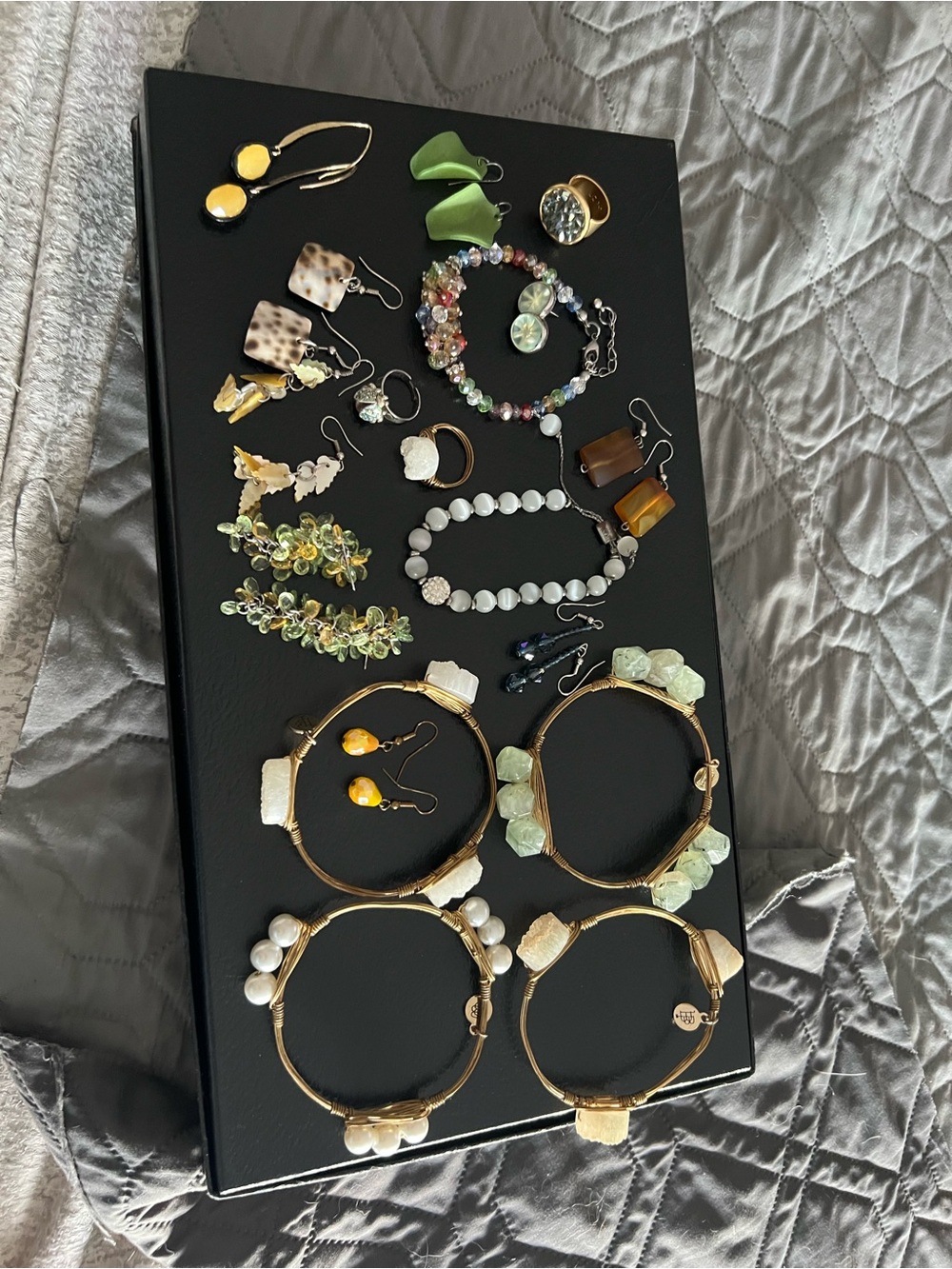 Assorted Women's Fashion huge Jewelry lot Set - Green, Yellow, Gold Accents